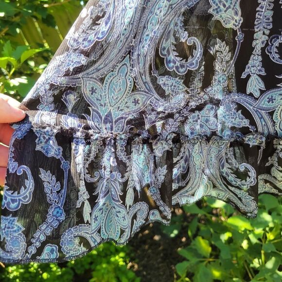 Blue and Black Paisley Blouse - Picture 3 of 12